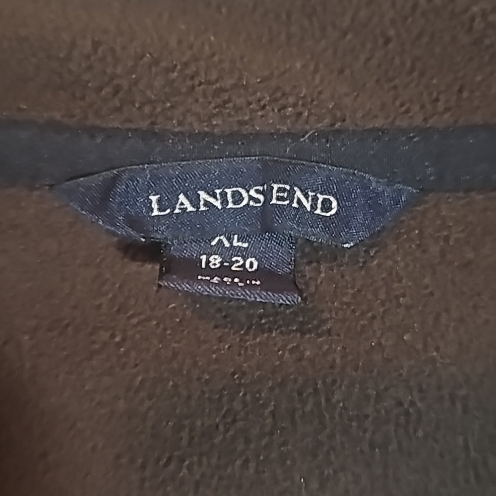 Land's End Pull Over Fleece 1/4 Zip Thermacheck Brown Size XL 18-20 - Picture 2 of 6